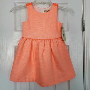 NWT Genuine Kids from OshKosh Girls Peach Dress with Gold Zipper, 3T, Sleeveless